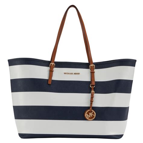 michael kors jet set travel center white stripe|michael kors airplane purse.